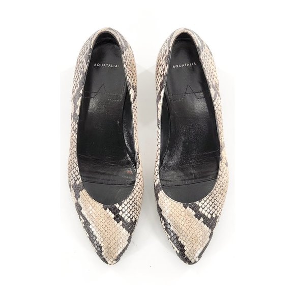 AQUATALIA Snakeskin Embossed Leather Pumps - Picture 7 of 11